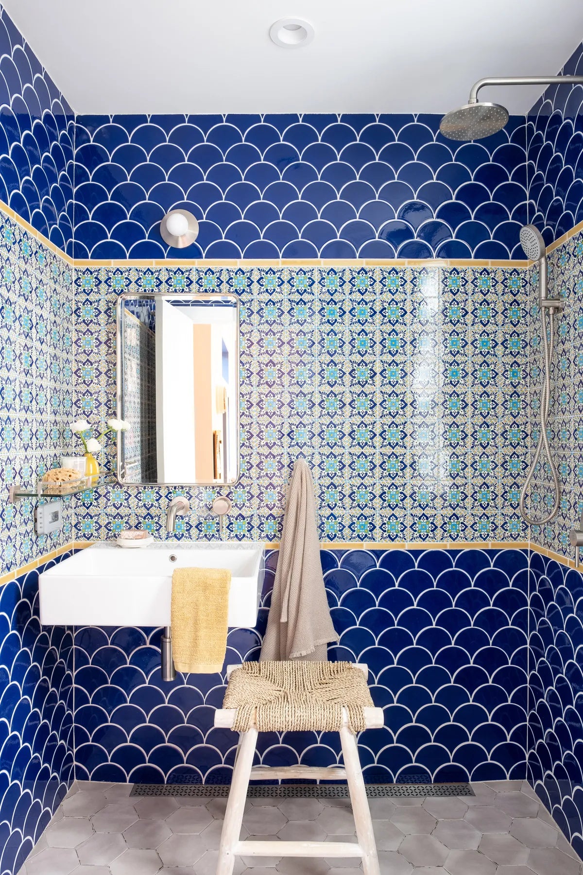 Morrocan blue bathroom wall tile 1