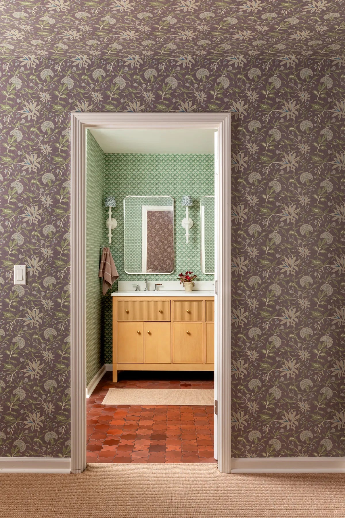 New traditional star cross brown bathroom floor tile 2