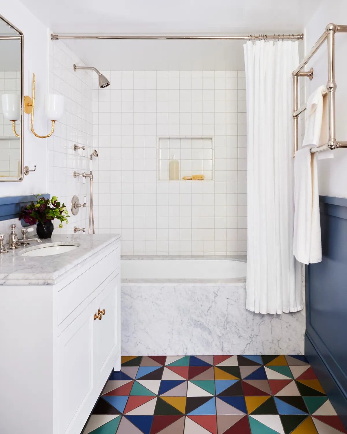 New traditional triangle colorful bathroom floor 2