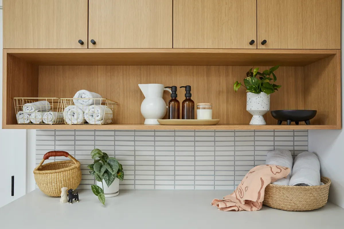 Organic modern laundry white mosaic backsplash tile 1