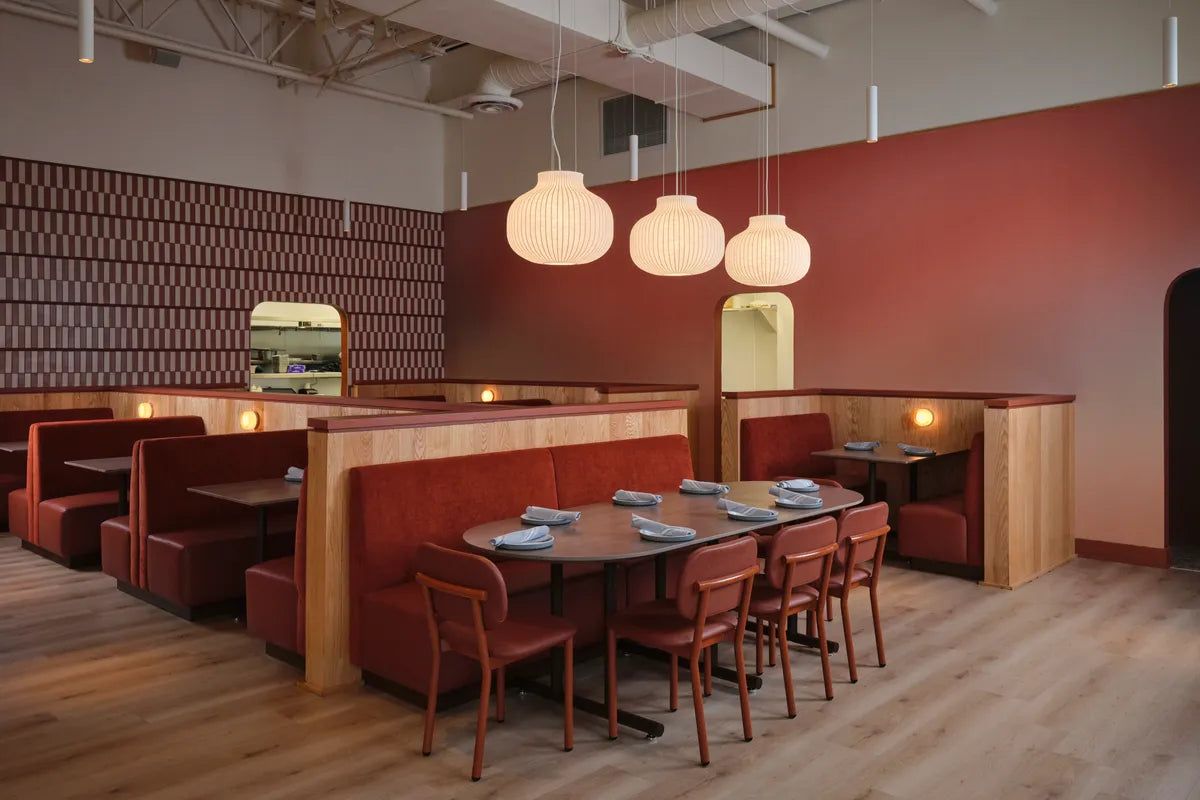 Red white commercial vertical subway wall tile 1