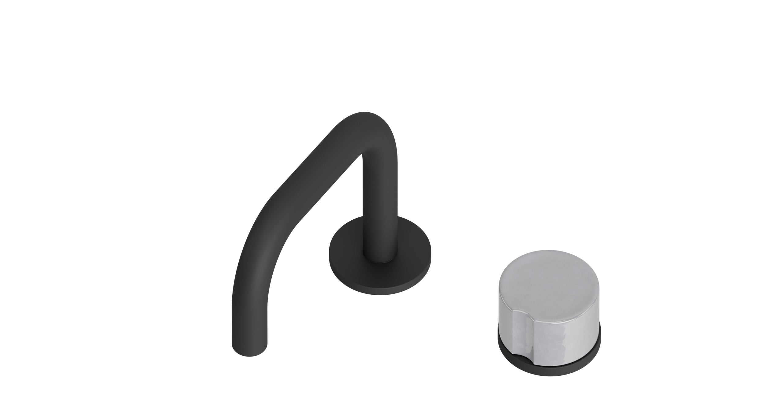 Foundry One Handle Deck Mount Squaretop Lavatory Faucet with Groove Ceramic Knob Handle in Matte Black