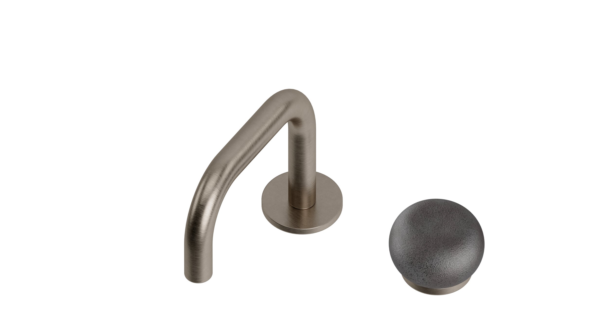 Foundry One Handle Deck Mount Squaretop Lavatory Faucet with Pebble Ceramic Knob Handle in Antique Nickel