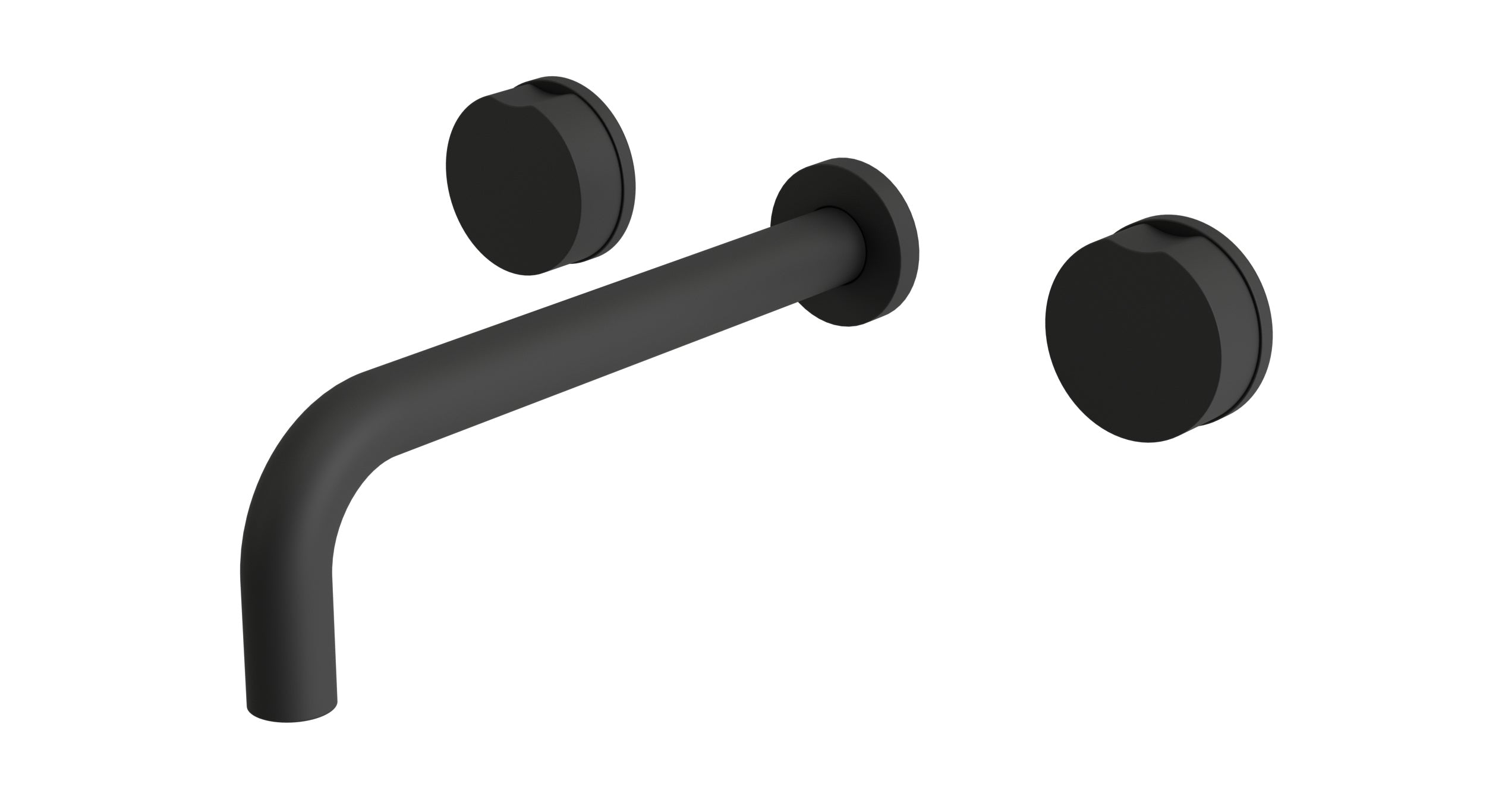 Foundry Two Handle Wall Mount 10" Lavatory Faucet with Barrel Knob Handles in Matte Black