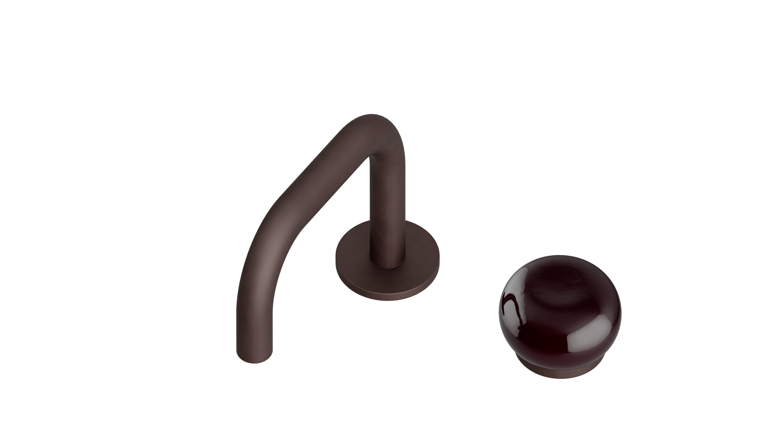 Foundry One Handle Deck Mount Squaretop Lavatory Faucet with Pebble Ceramic Knob Handle in Architectural Copper