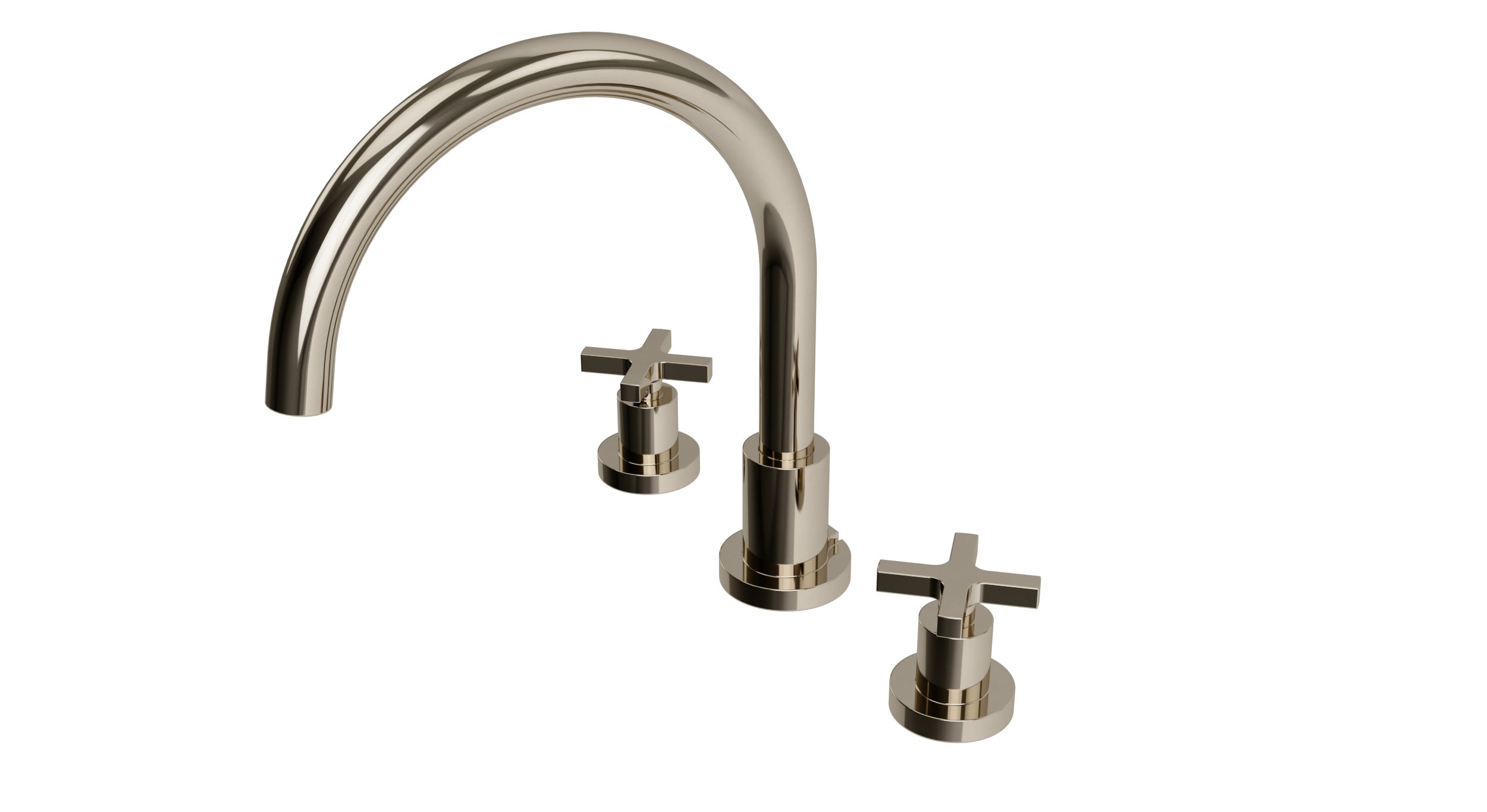 Flatiron Two Handle Deck Mount Gooseneck Bath Trim with Linear Cross Handles
