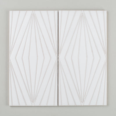 6x12 Handpainted Sample Diamond Contour  in White Motif