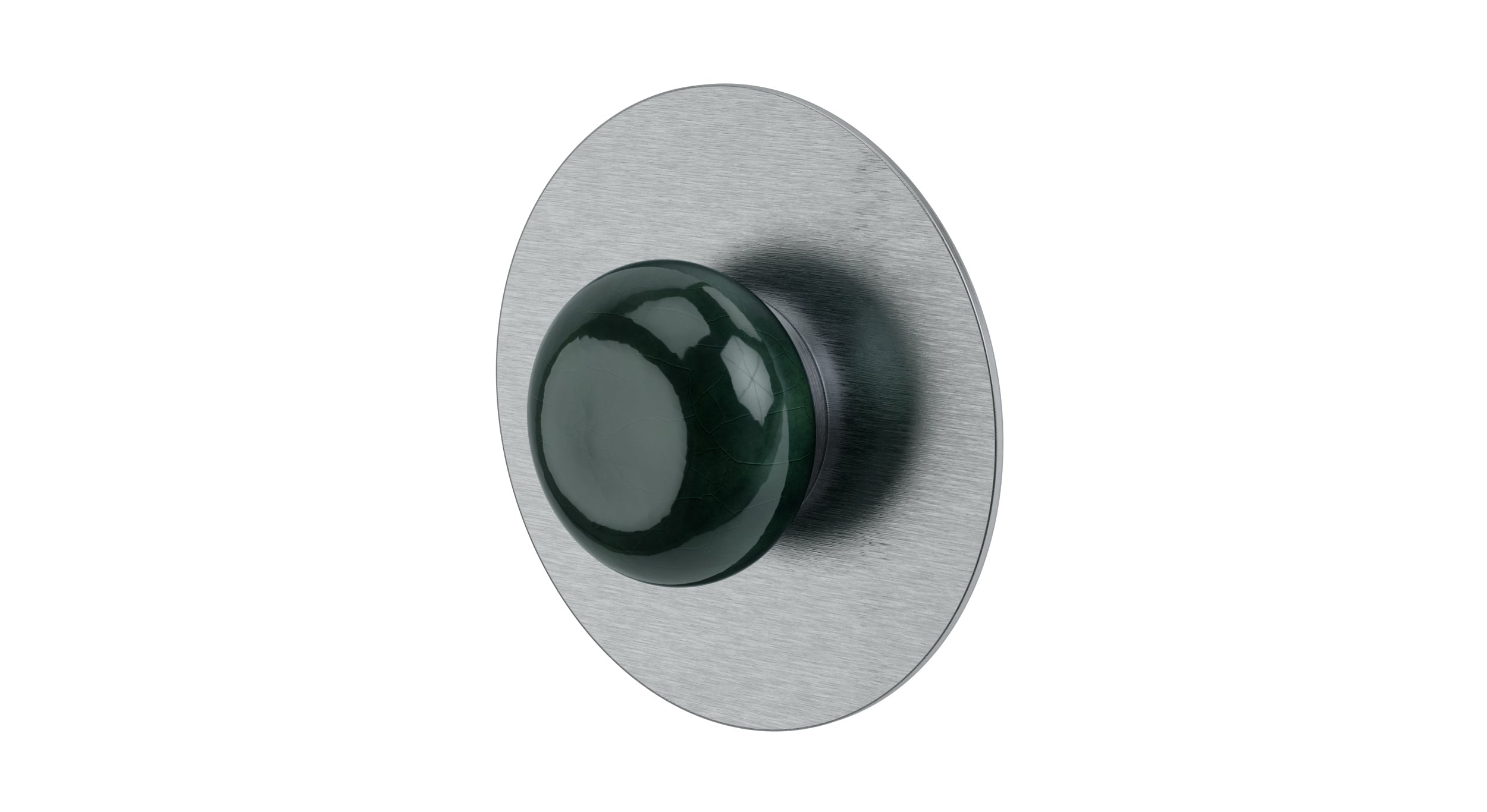 Foundry One Handle Wall Mount Shower Trim with Pebble Ceramic Knob Handle in Satin Chrome