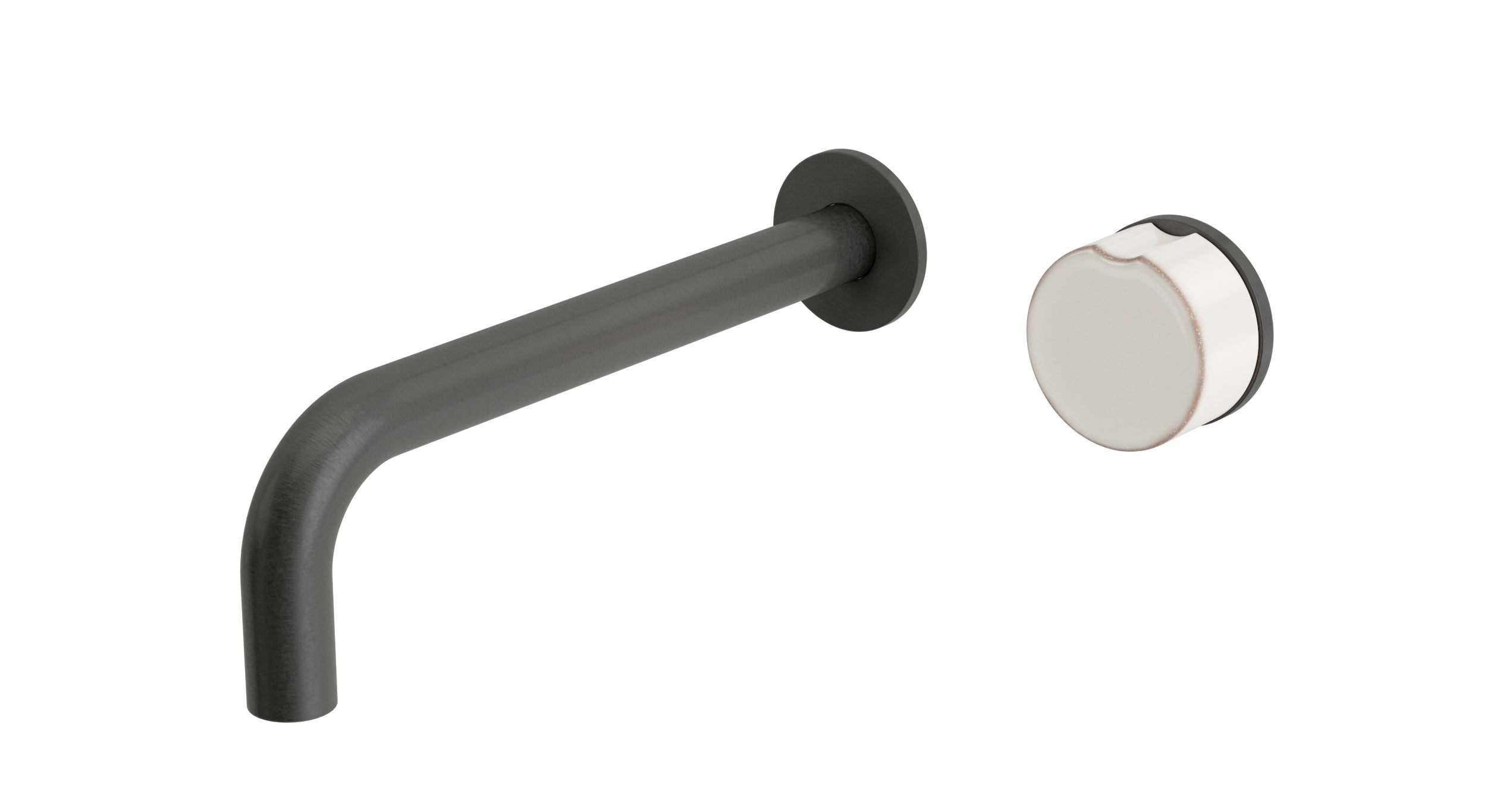 Foundry One Handle Wall Mount 7.5" Lavatory Faucet with Groove Ceramic Knob Handle in Blackened Nickel