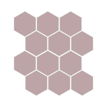 3" Hexagon Sheeted Original Ceramic Mosaic Tile in Painted Sky Matte