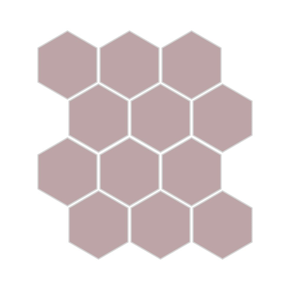 3" Hexagon Sheeted Original Ceramic Mosaic Tile in Painted Sky Matte
