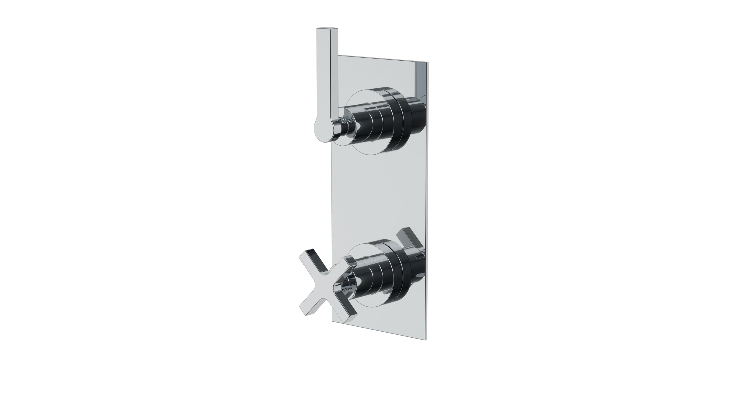 Flatiron Two Handle Wall Mount Shower Trim with Linear Cross/Linear Lever Handles