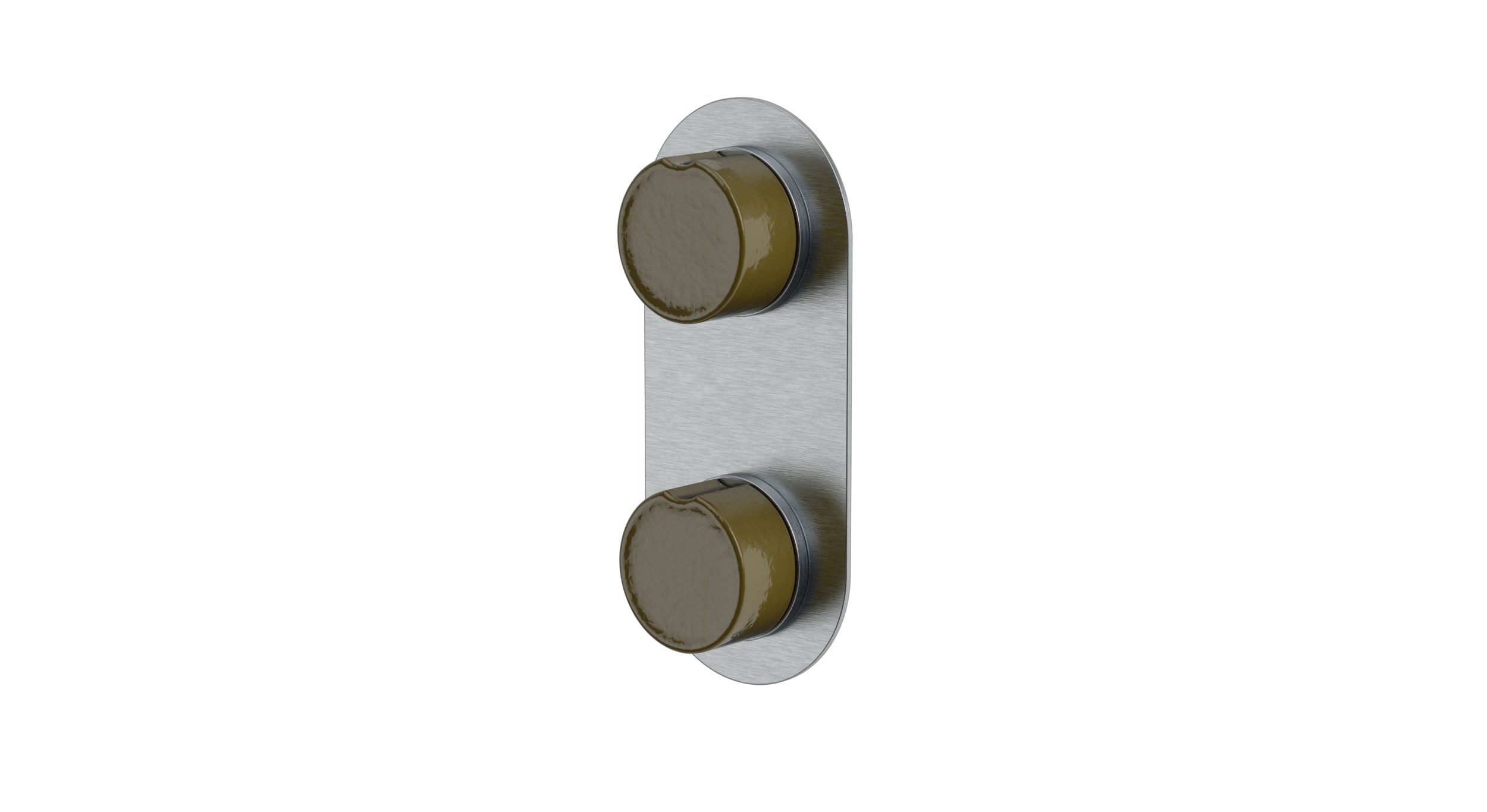 Foundry Two Handle Wall Mount Shower Trim with Groove Ceramic Knob Handles in Satin Chrome