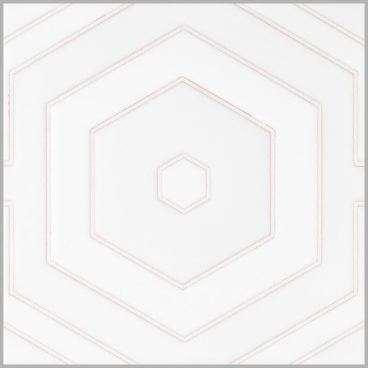8x8 Handpainted Tile Tortoise Shell in White Motif