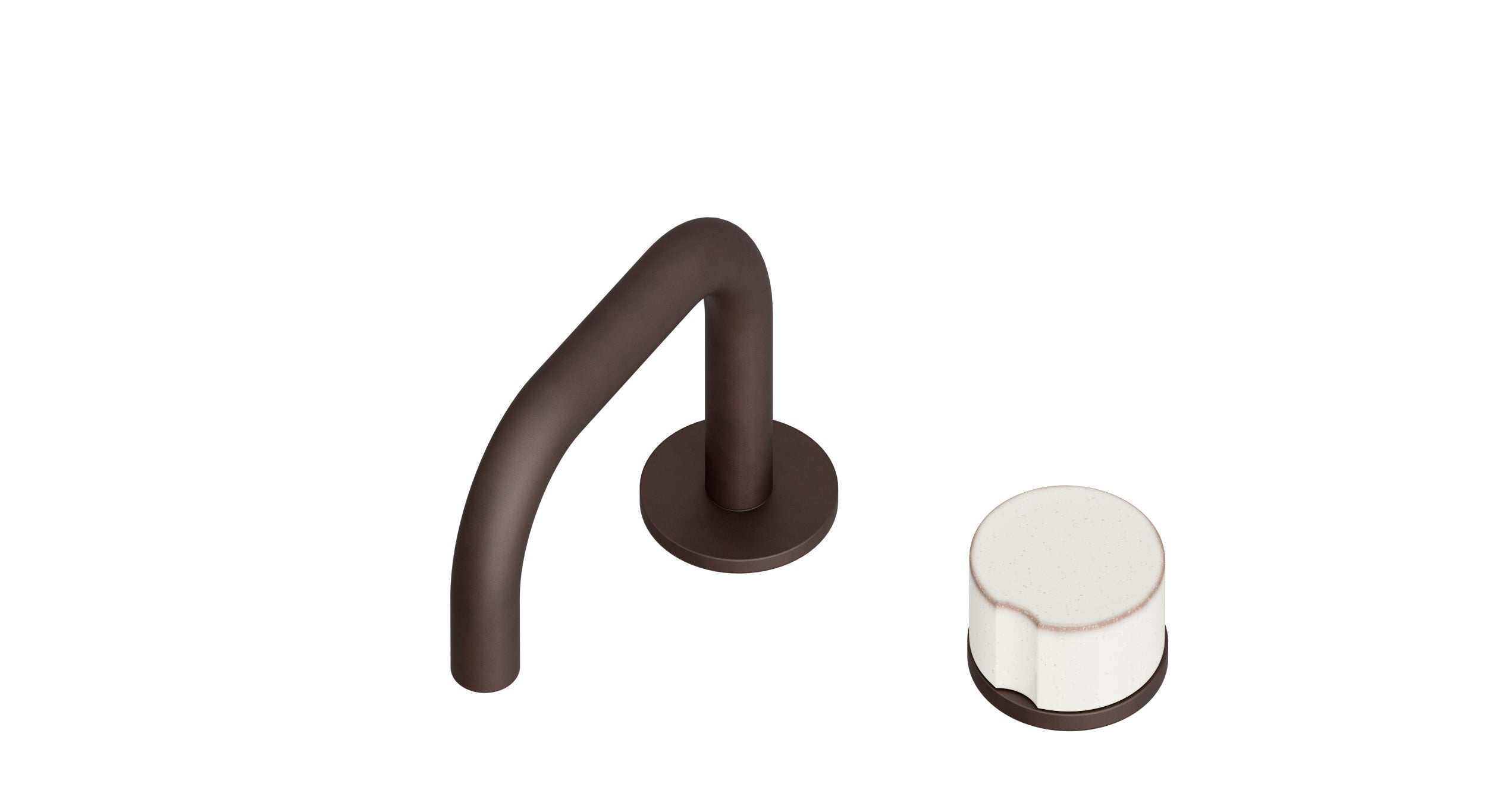 Foundry One Handle Deck Mount Squaretop Lavatory Faucet with Groove Ceramic Knob Handle in Architectural Copper