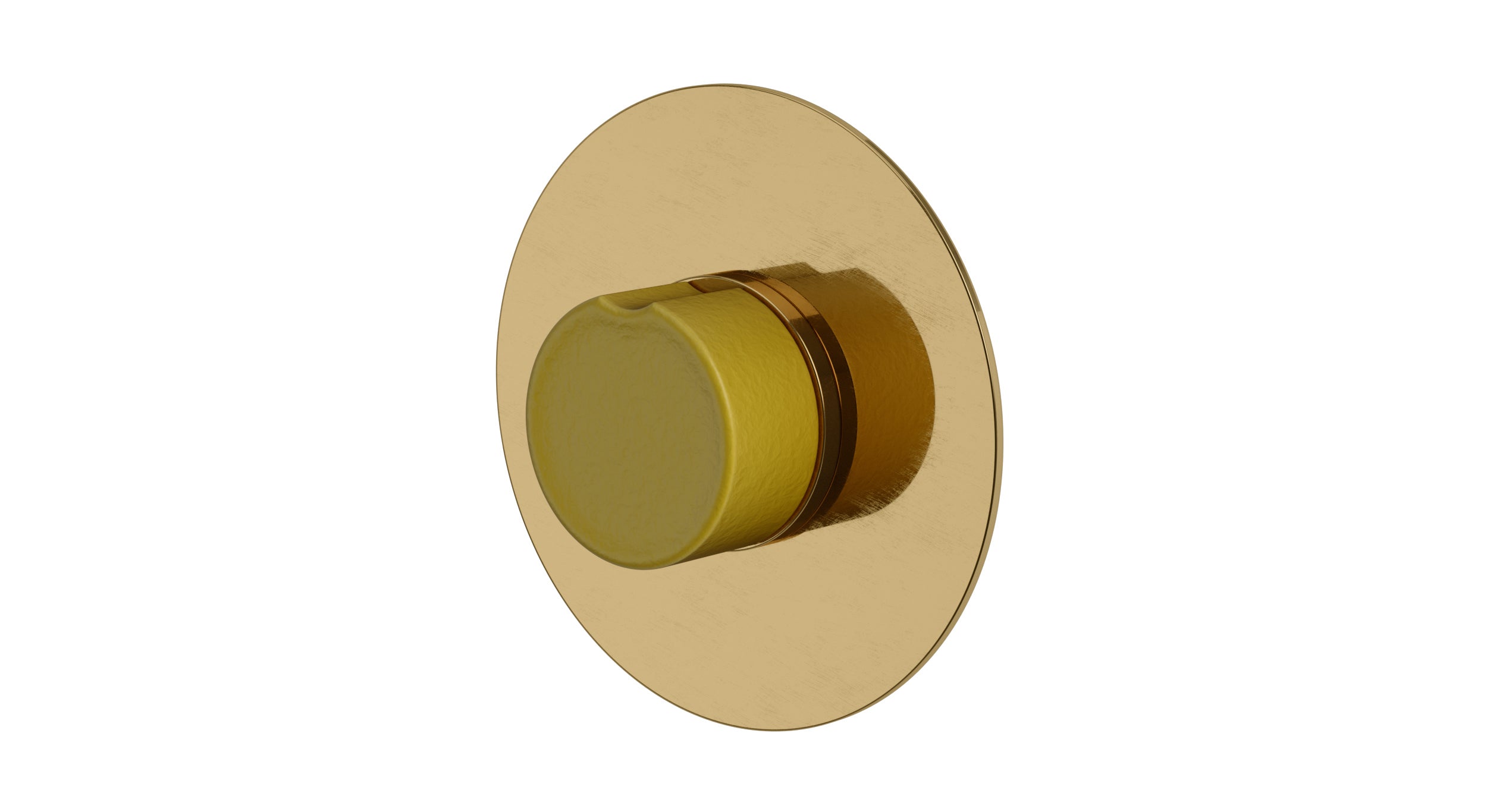 Foundry One Handle Wall Mount Shower Trim with Groove Ceramic Knob Handle in Uncoated Polished Brass