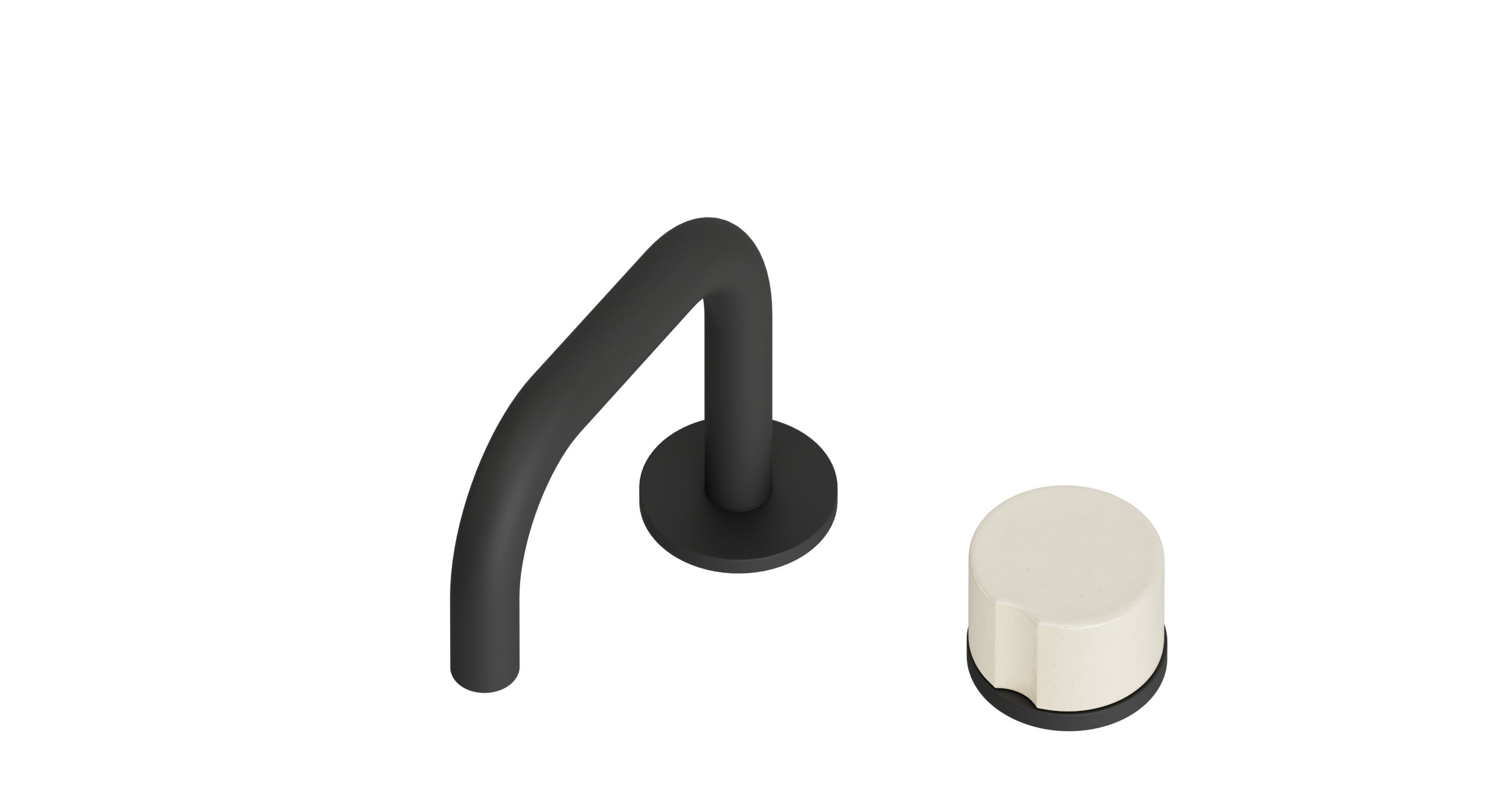 Foundry One Handle Deck Mount Squaretop Lavatory Faucet with Groove Ceramic Knob Handle in Matte Black