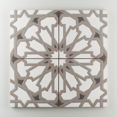 8x8 Handpainted Sample Persian Star  in Neutral Motif