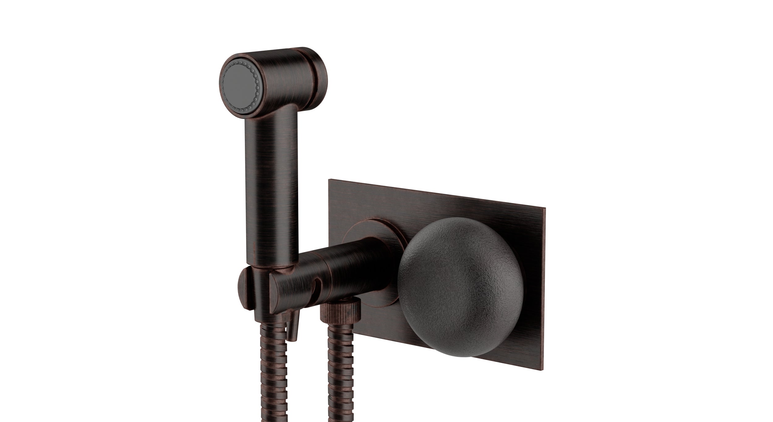 Foundry One Handle Wall Mount Bidet Trim with Pebble Ceramic Knob Handle in Antique Bronze