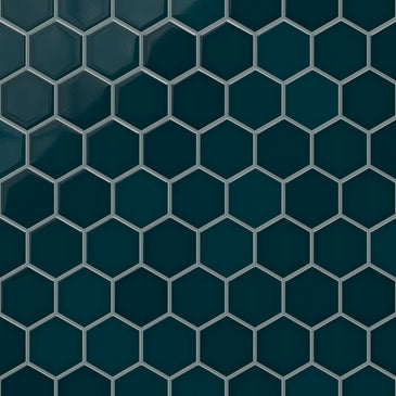 4" Hexagon Original Ceramic Tile in Caspian Sea Gloss