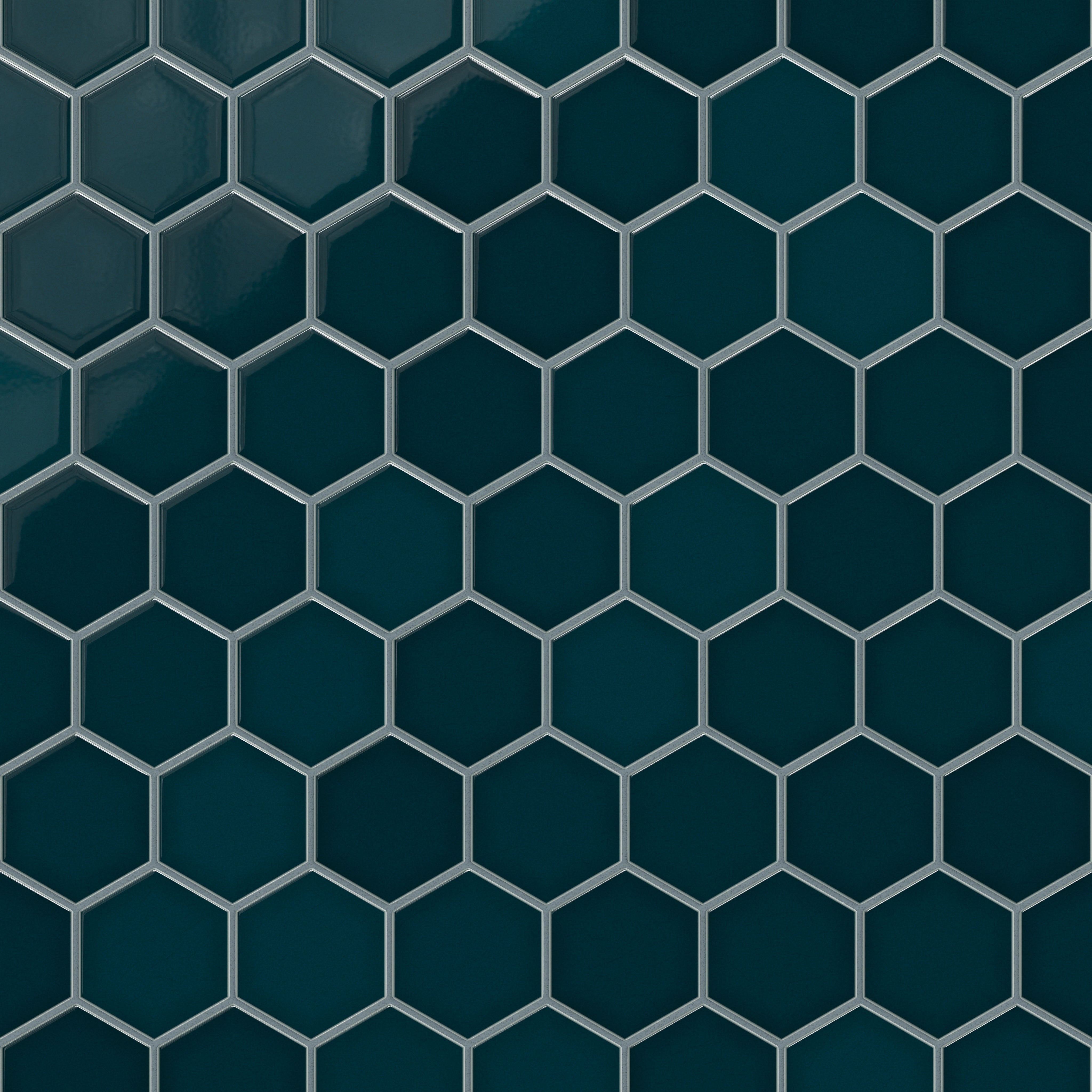 4" Hexagon Original Ceramic Tile in Caspian Sea Gloss