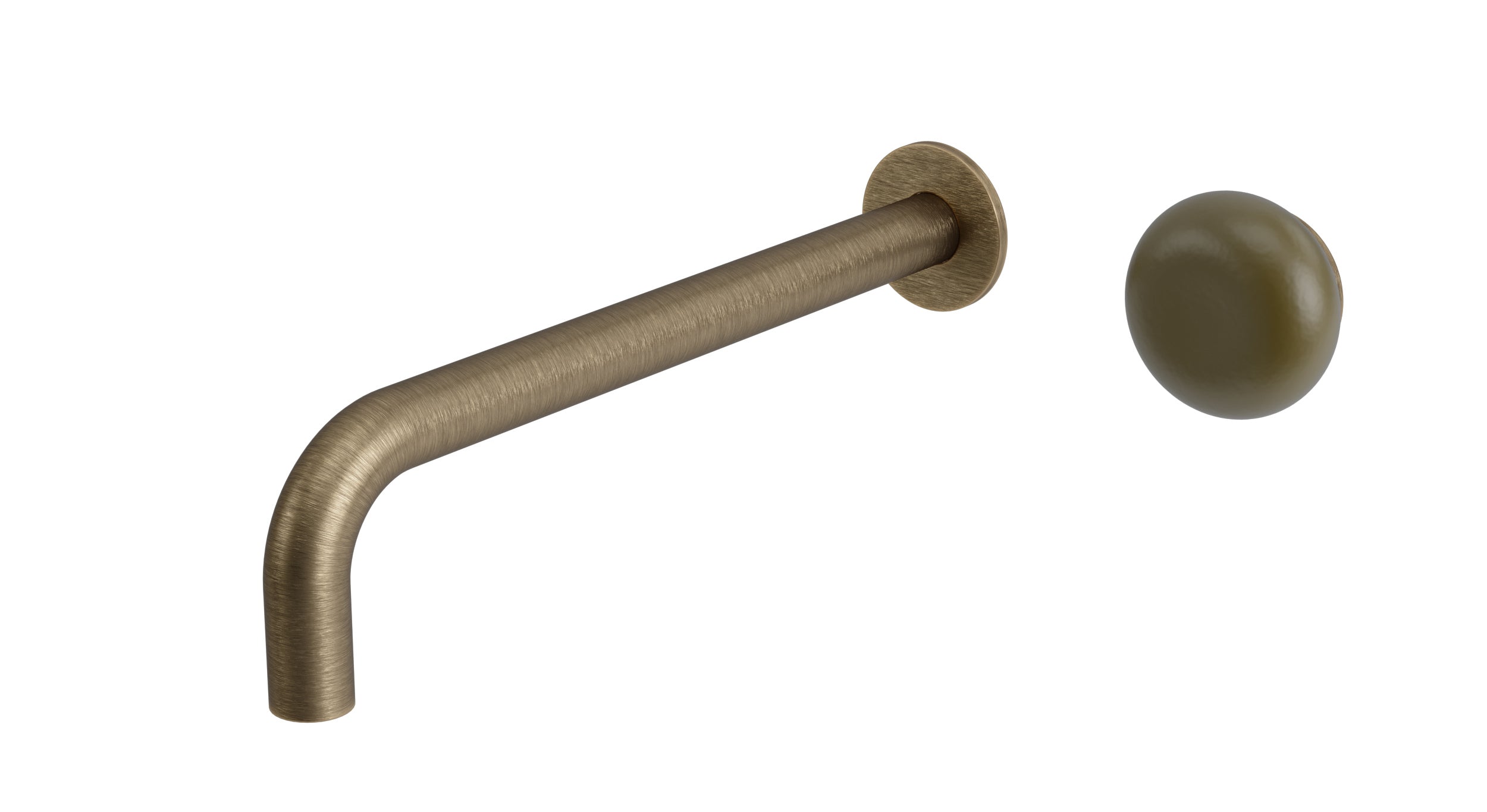 Foundry One Handle Wall Mount 10" Lavatory Faucet with Pebble Ceramic Knob Handle in Antique Brass