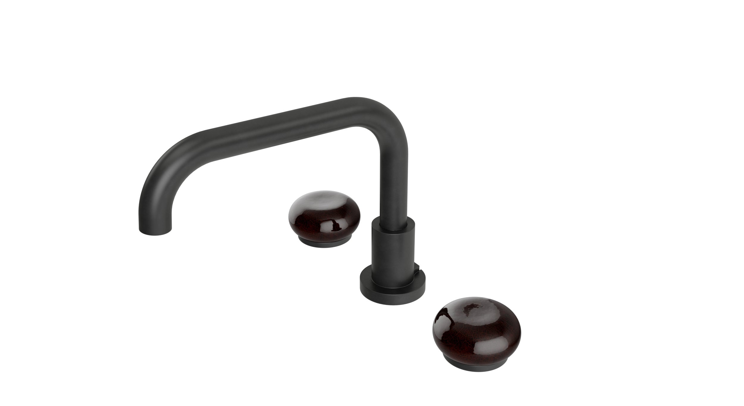 Foundry Two Handle Deck Mount Squaretop Bath Trim with Pebble Ceramic Knob Handles in Oil Rubbed Bronze