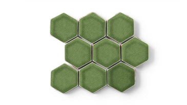 3" Hexagon Sheeted Original Ceramic Mosaic Tile in Kelp Gloss
