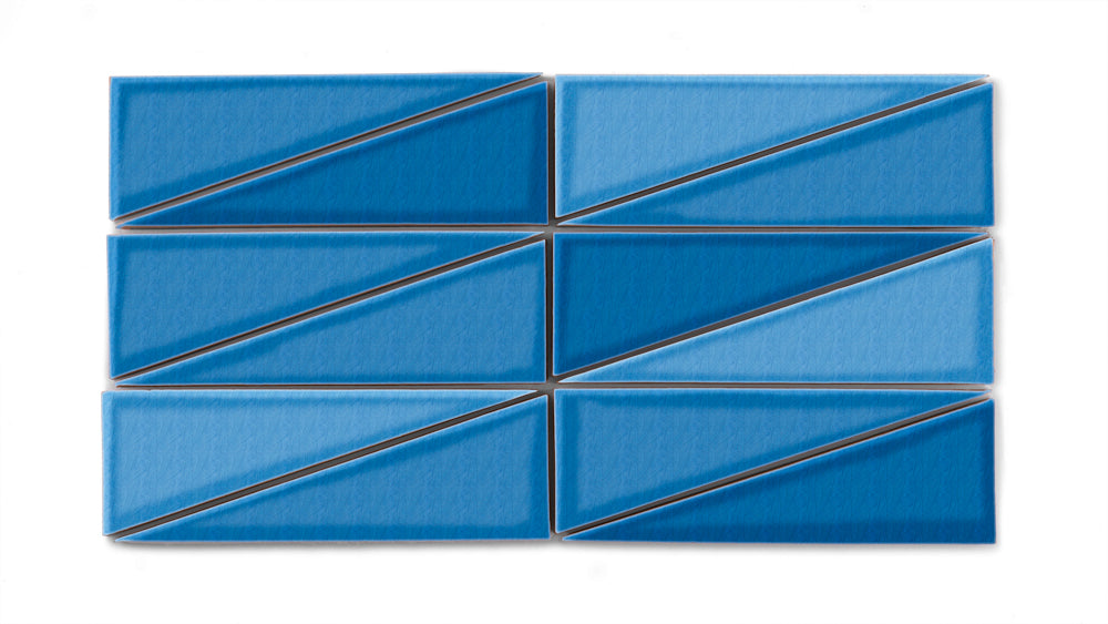 Right Scalene Triangle Original Ceramic Tile in Aegean Sea Gloss