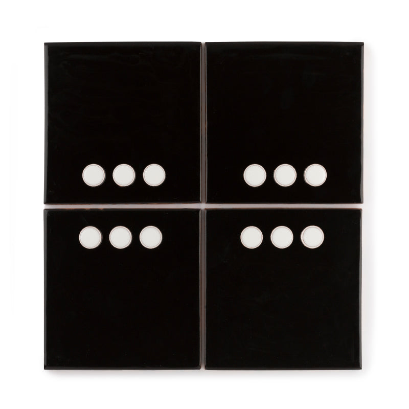 4x4 Handpainted Tile Dot Dash 3 in Charcoal