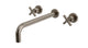 Flatiron Two Handle Wall Mount 12" Lavatory Faucet with Linear Cross Handles in Antique Nickel