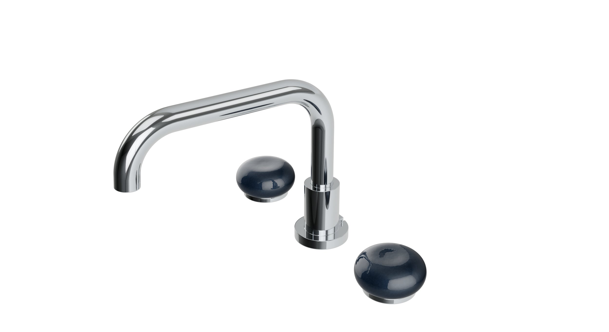 Foundry Two Handle Deck Mount Squaretop Bath Trim with Pebble Ceramic Knob Handles in Polished Chrome