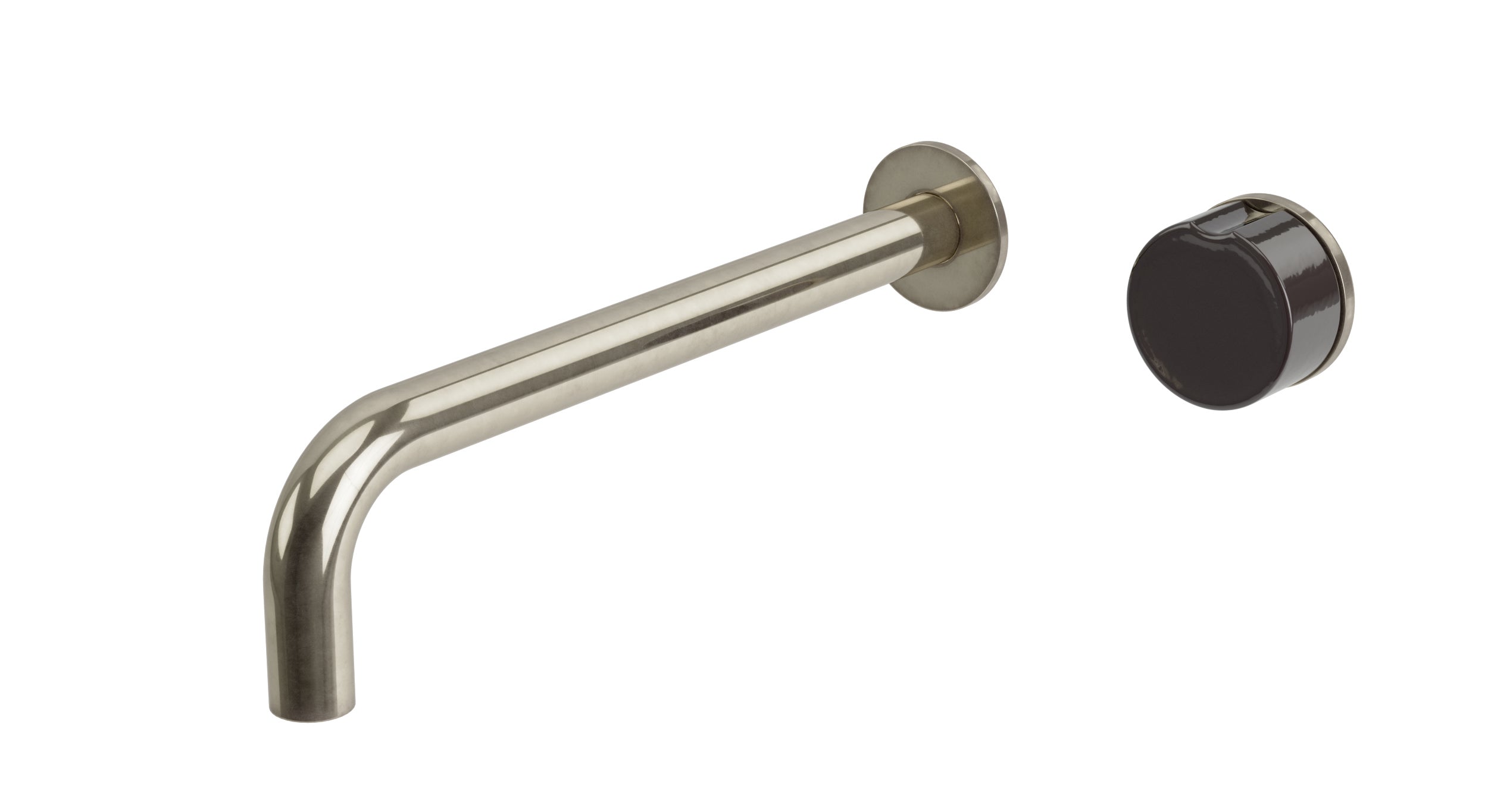 Foundry One Handle Wall Mount 10" Lavatory Faucet with Groove Ceramic Knob Handle in French Nickel