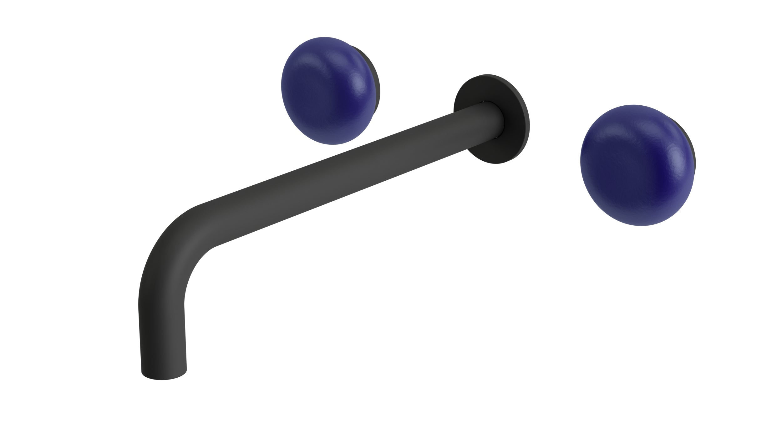 Foundry Two Handle Wall Mount 10" Lavatory Faucet with Pebble Ceramic Knob Handles