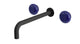Foundry Two Handle Wall Mount 10" Lavatory Faucet with Pebble Ceramic Knob Handles in Matte Black