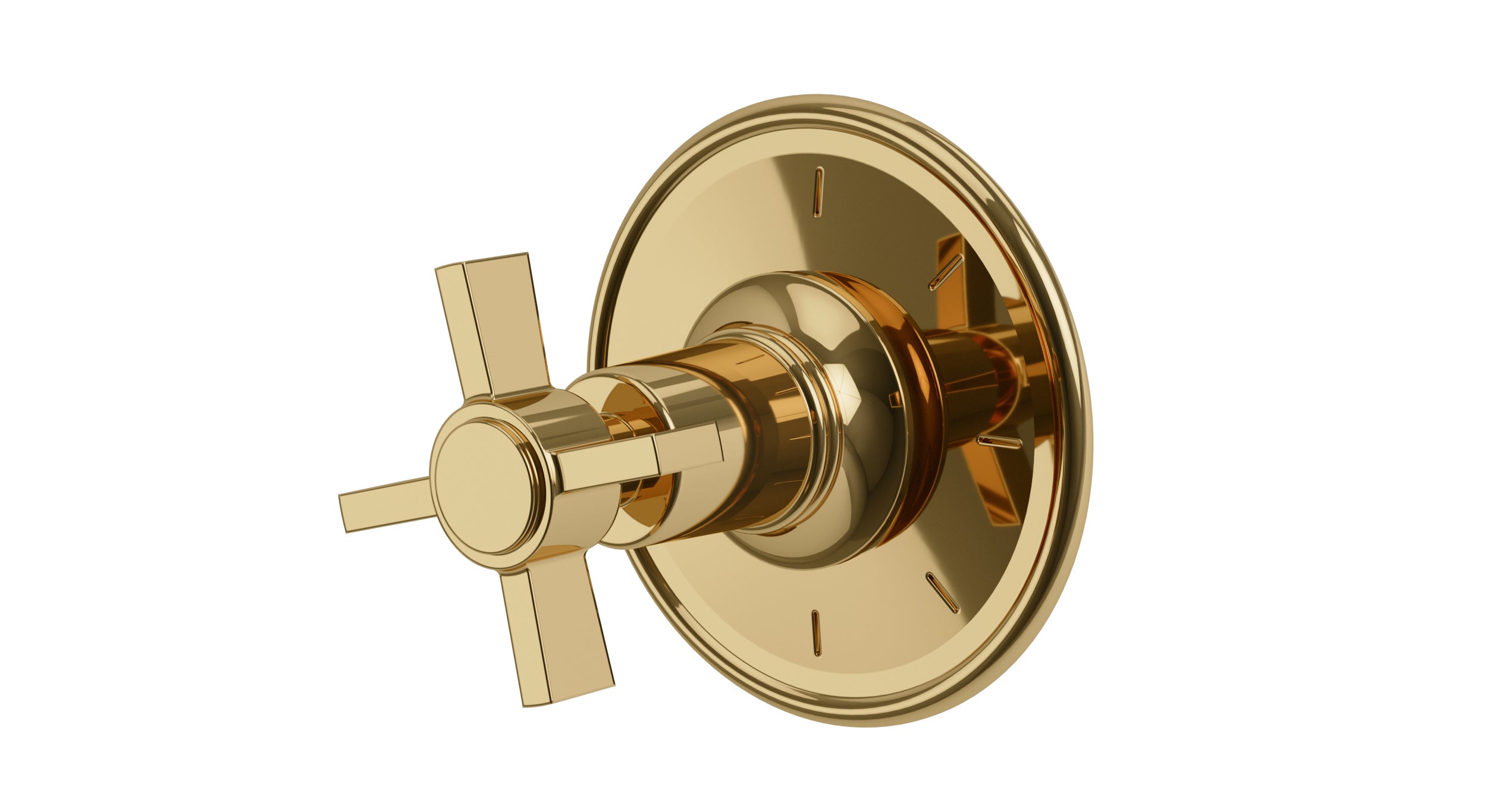 Emerson One Handle Wall Mount Shower Trim with Defined Cross Handle in Polished Brass
