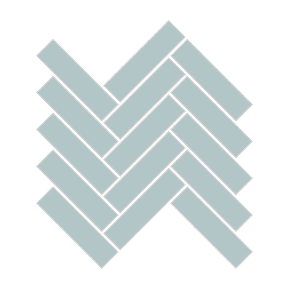 1x4 Herringbone Sheeted Glass Mosaic Tile in Great Blue Heron Matte