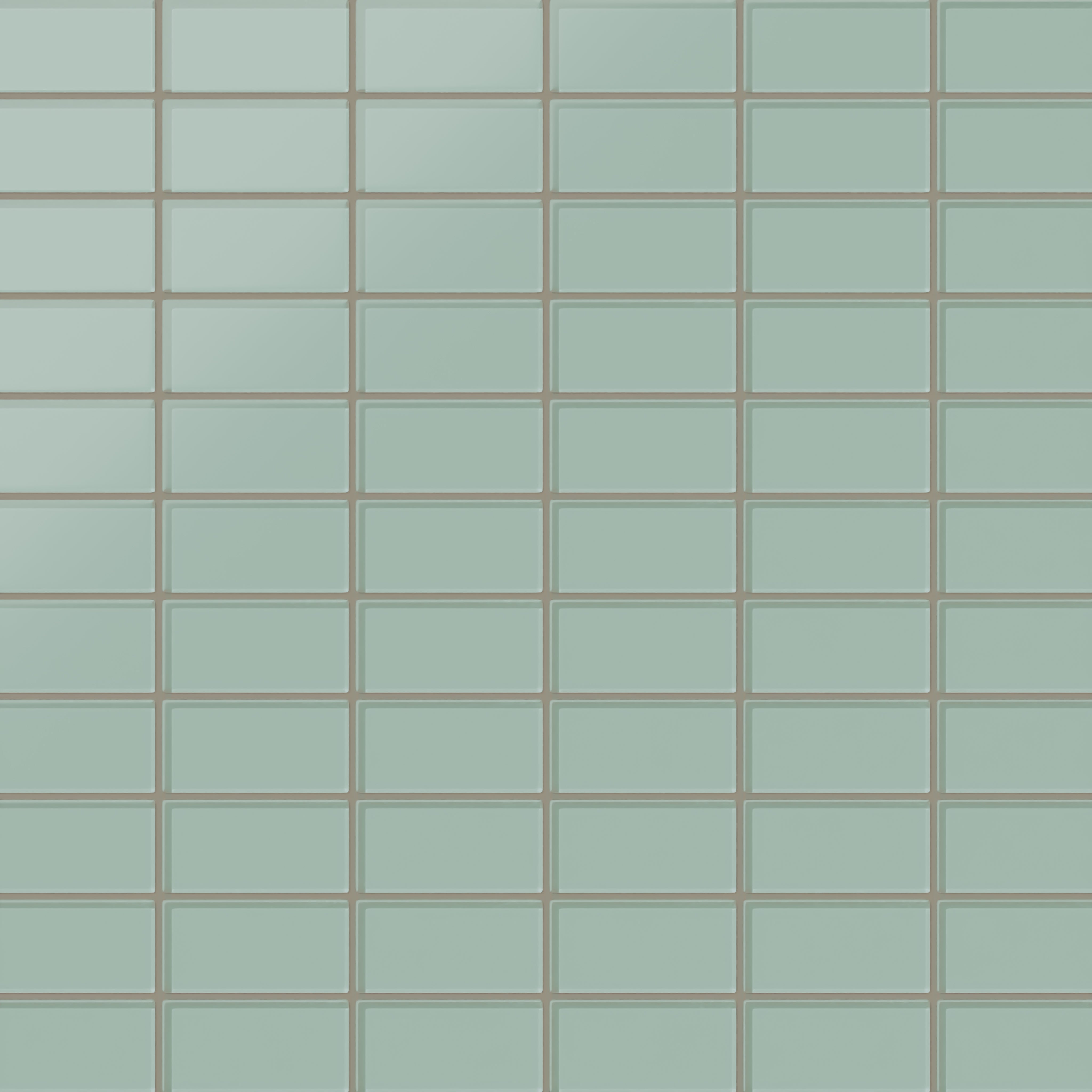 2x4 Straight Set Sheeted Glass Mosaic Tile in Kingfisher Matte