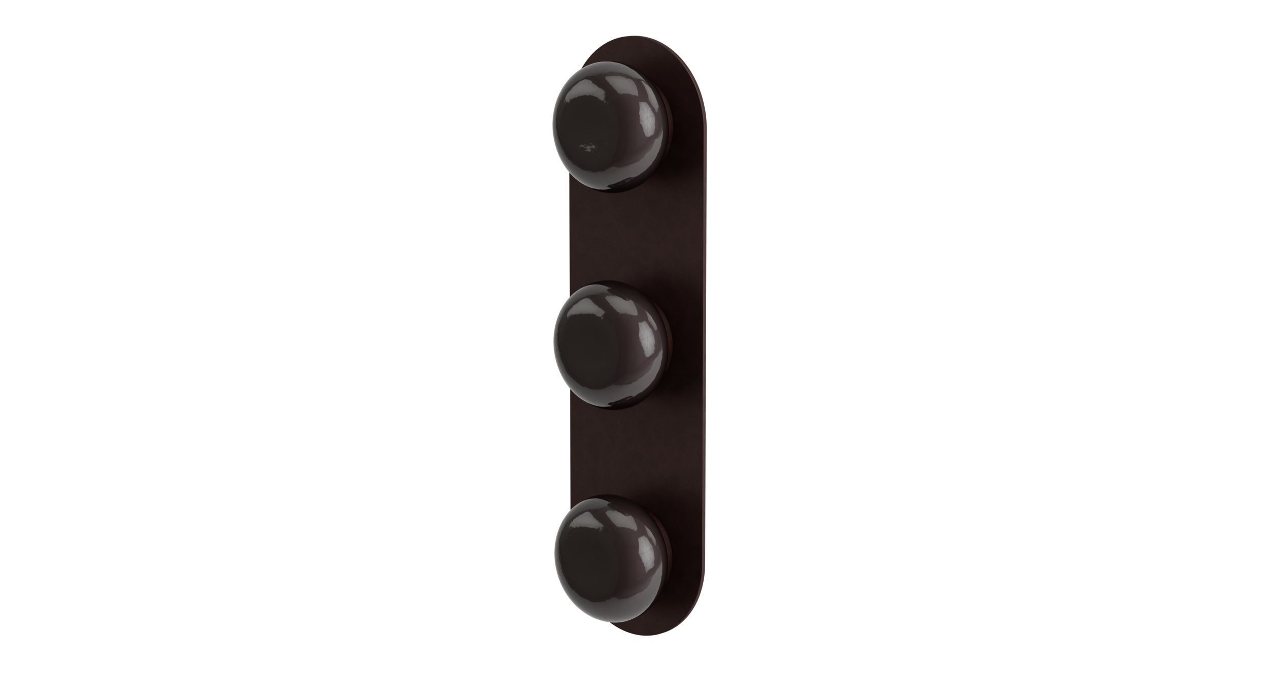 Foundry Three Handle Wall Mount Shower Trim with Pebble Ceramic Knob Handles in Architectural Copper