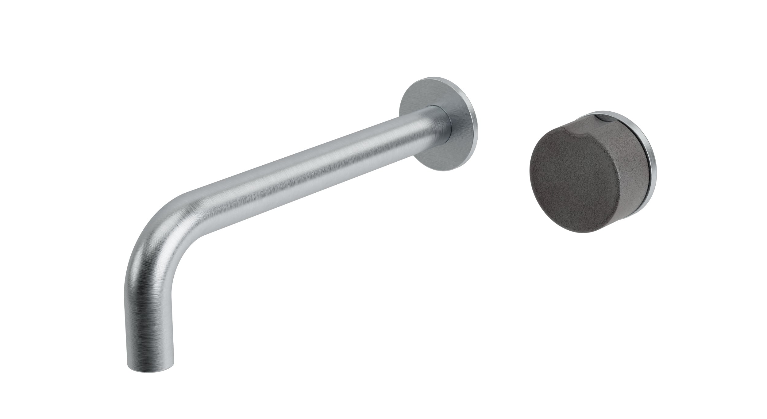 Foundry One Handle Wall Mount 7.5" Lavatory Faucet with Groove Ceramic Knob Handle in Satin Chrome