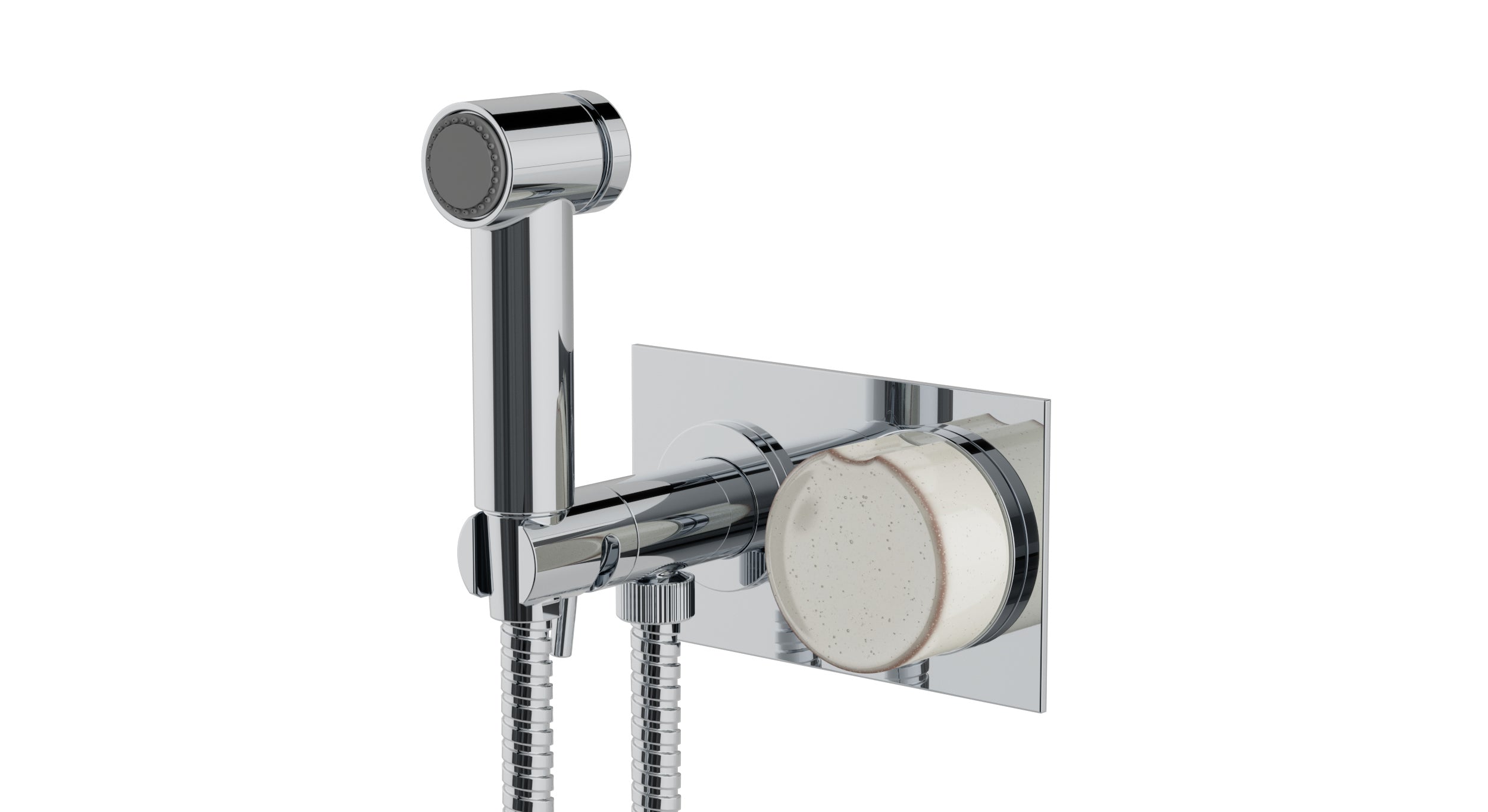 Foundry One Handle Wall Mount Bidet Trim with Groove Ceramic Knob Handle in Polished Chrome
