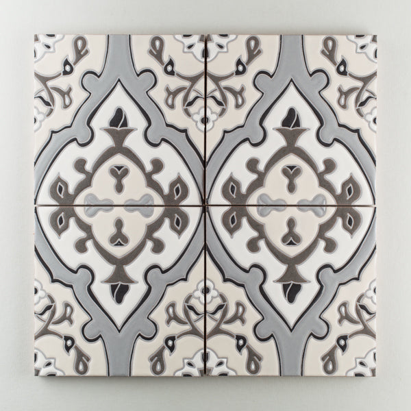 8x8 Handpainted Tile Zuma in Neutral Motif