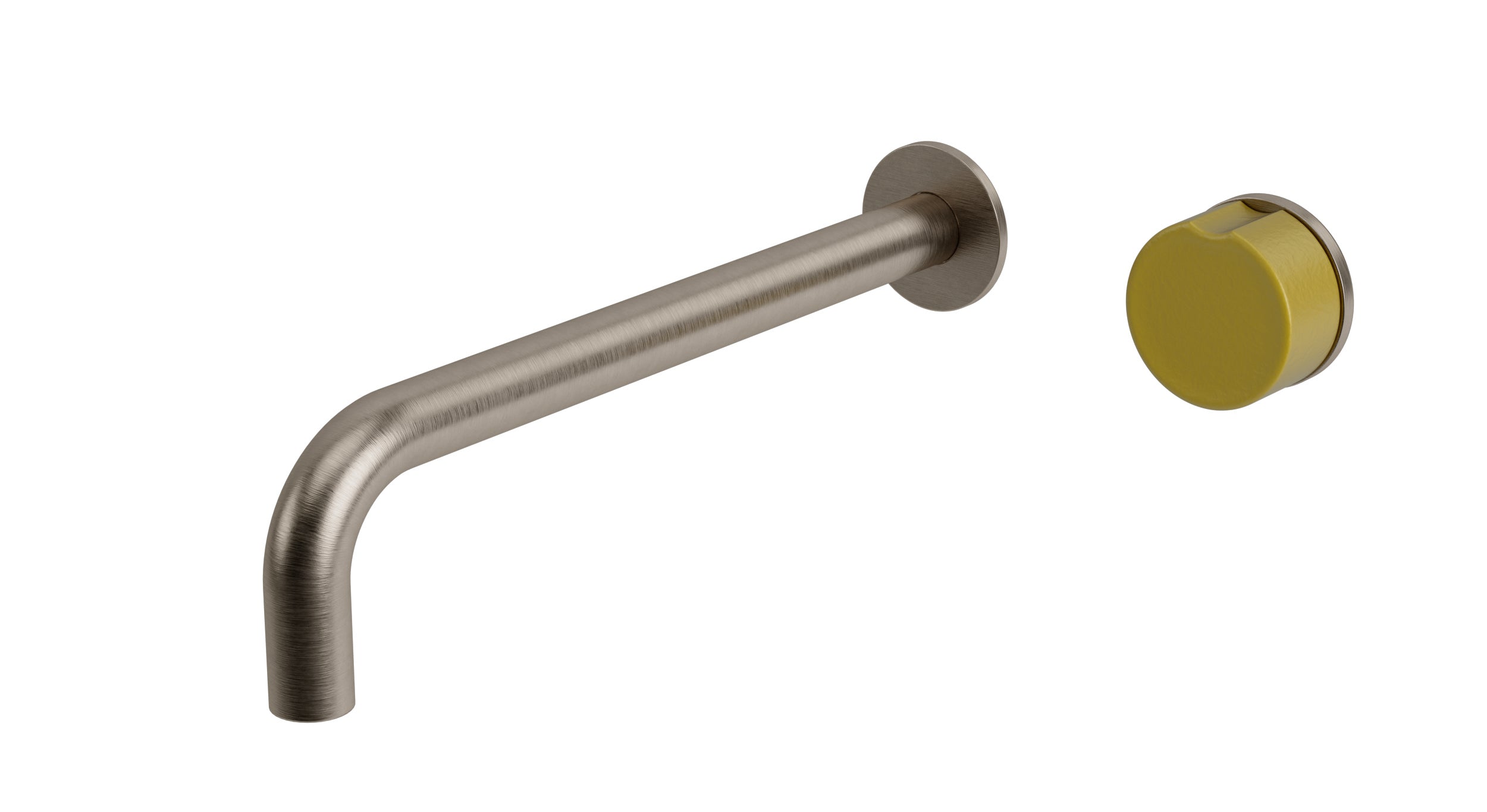 Foundry One Handle Wall Mount 10" Lavatory Faucet with Groove Ceramic Knob Handle in Antique Nickel