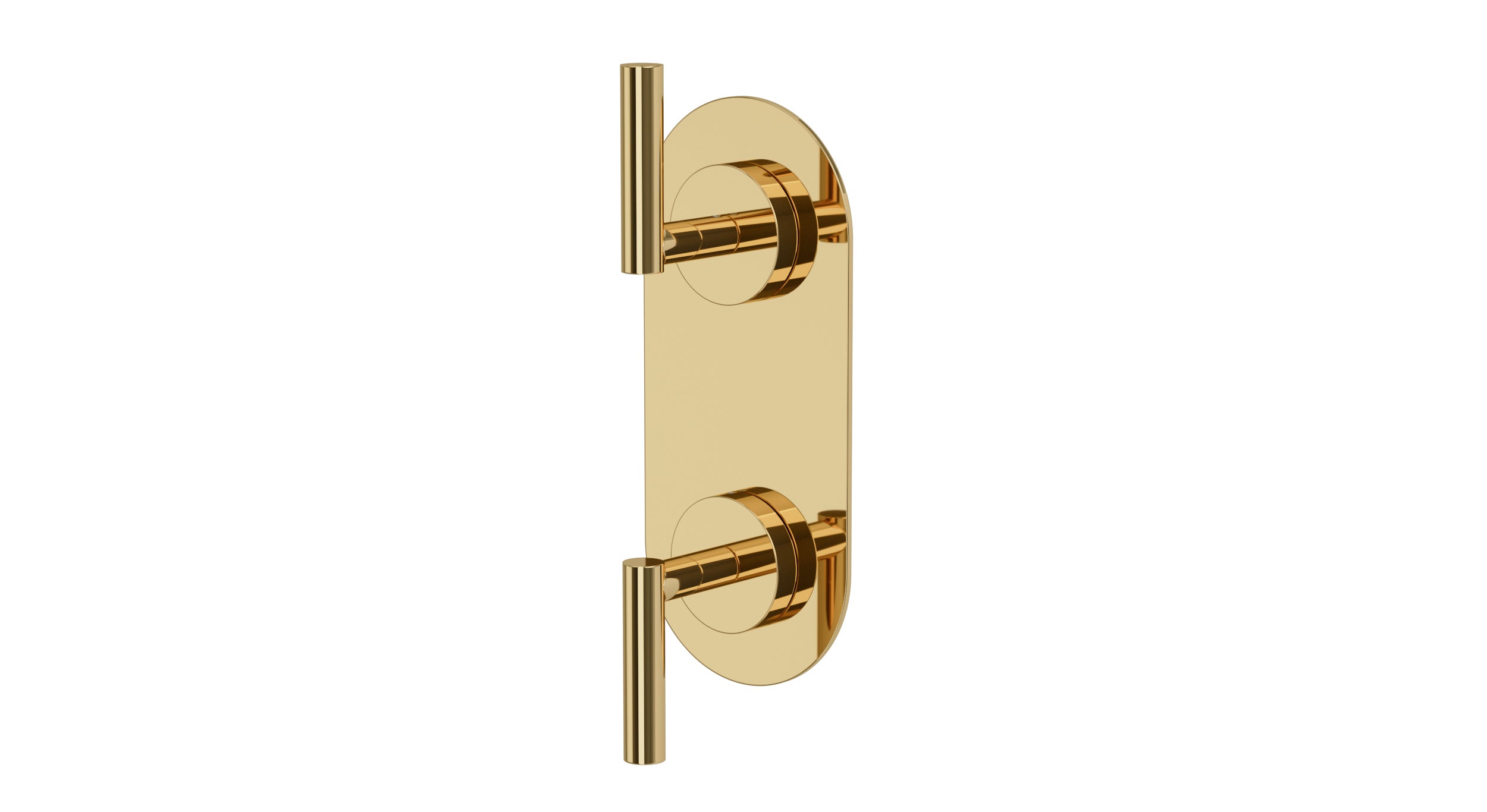 Contour Two Handle Wall Mount Shower Trim with Soft Lever Handles in Polished Brass