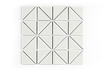 3" Triangle Sheeted - Quadrant Original Ceramic Mosaic Tile in Limewash Gloss