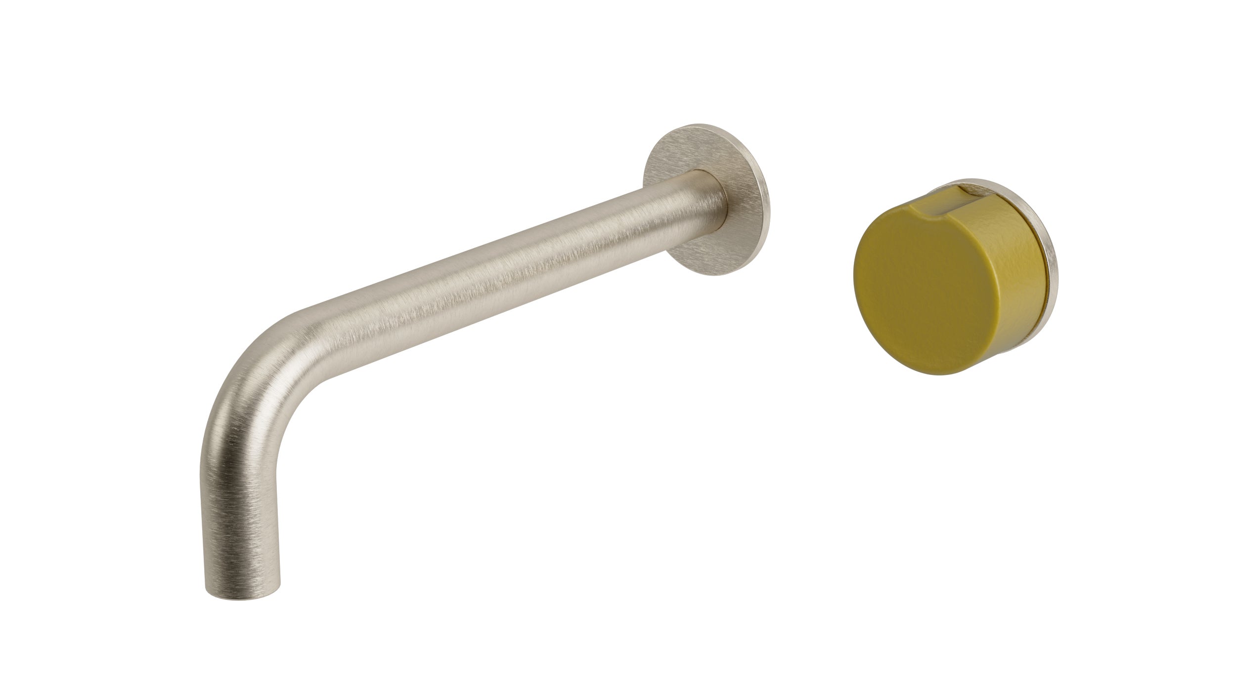 Foundry One Handle Wall Mount 7.5" Lavatory Faucet with Groove Ceramic Knob Handle in Satin Nickel