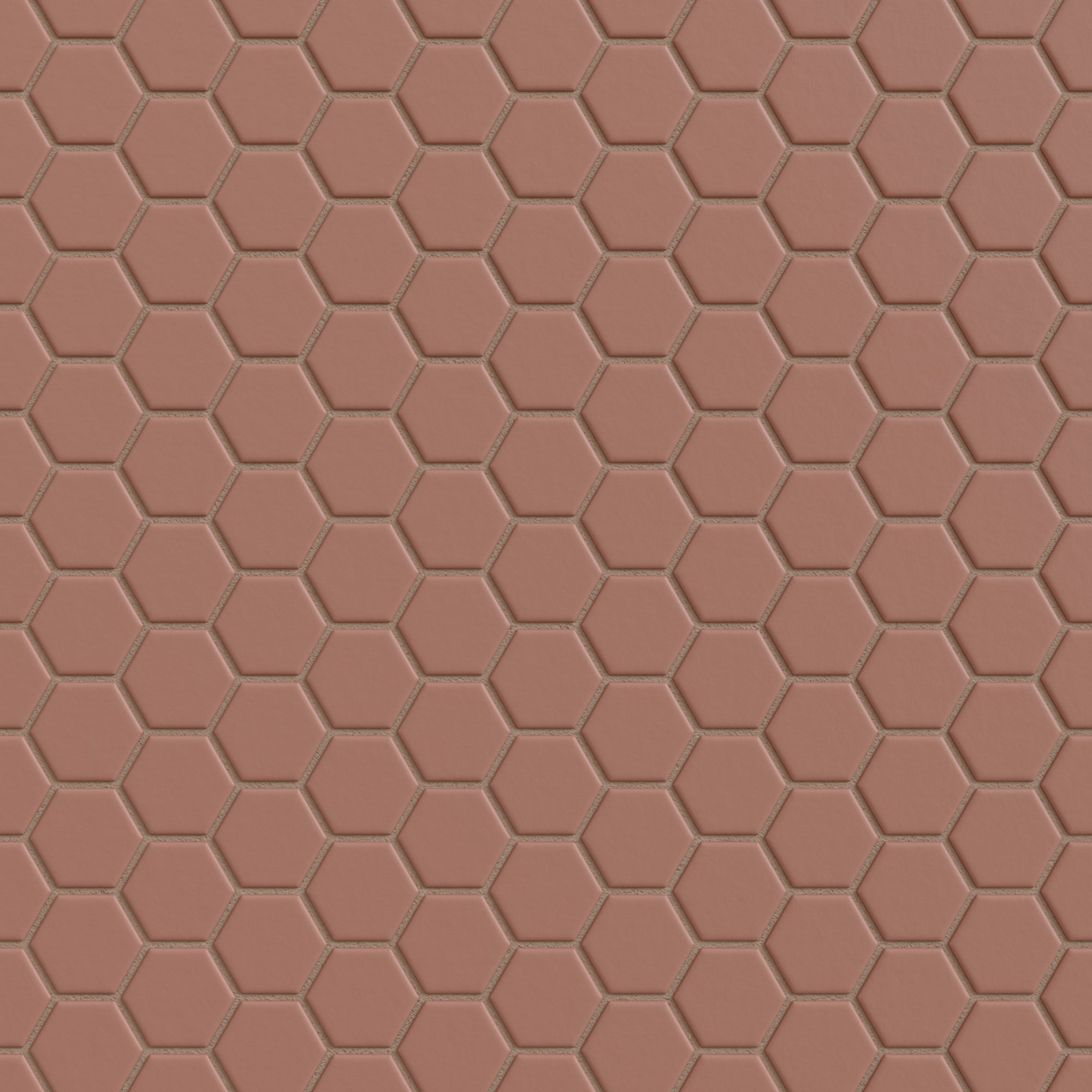 1" Hexagon Sheeted Original Ceramic Mosaic Tile in Mauve Matte