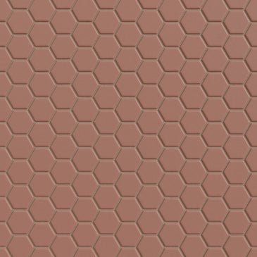 1" Hexagon Sheeted Original Ceramic Mosaic Tile in Mauve Matte