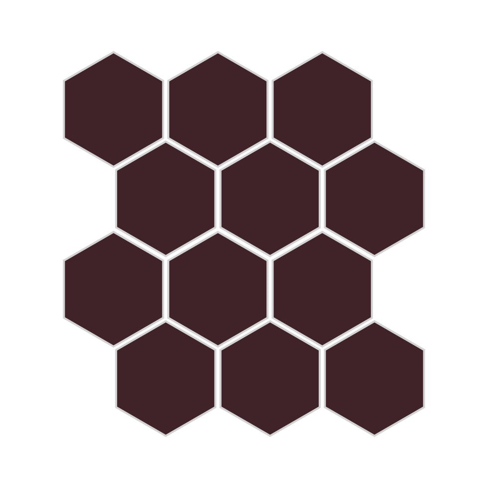 3" Hexagon Sheeted Original Ceramic Mosaic Tile in Redwood