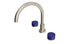Foundry Two Handle Deck Mount Gooseneck Bath Trim with Groove Ceramic Knob Handles in Satin Nickel